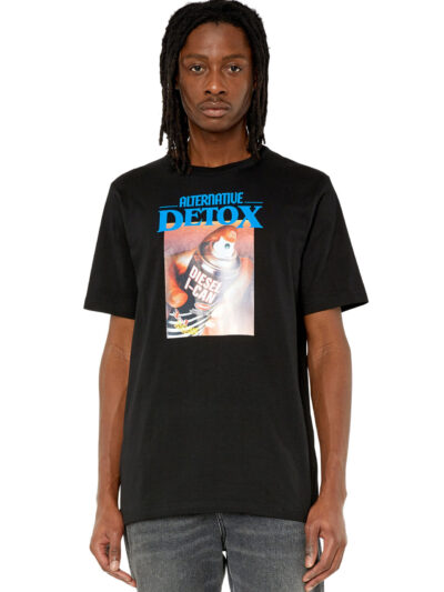 חולצת טי, שרוולים קצרים, צבע שחור, הדפס צבעוני מלפנים