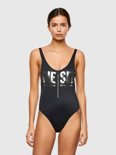 בגד ים שלם, לייקרה רכה, רוכסן קדמי, לוגו Diesel For Successful Living, צבע שחור