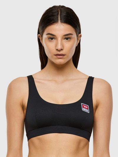 חזיית ביקיני, סטרץ’ טקסטורלי, גזרת ברלט, בטנה פנימית, פס D רקום, צבע שחור