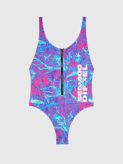 בגד ים לייקרה, רוכסן קדמי, גב סקופ, הדפס קאמו דיגיטלי, לוגו Diesel x Sea-Doo בצד, צבע טורקיז